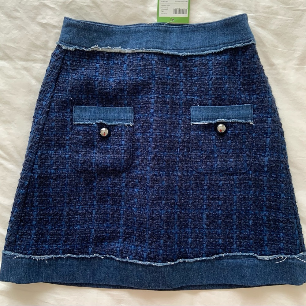 Kate Spade Denim Trim Tweed Skirt NWT